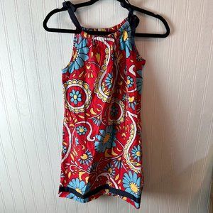 Hanna Anderson floral print red and blue‎ dress size 140cm 10/12